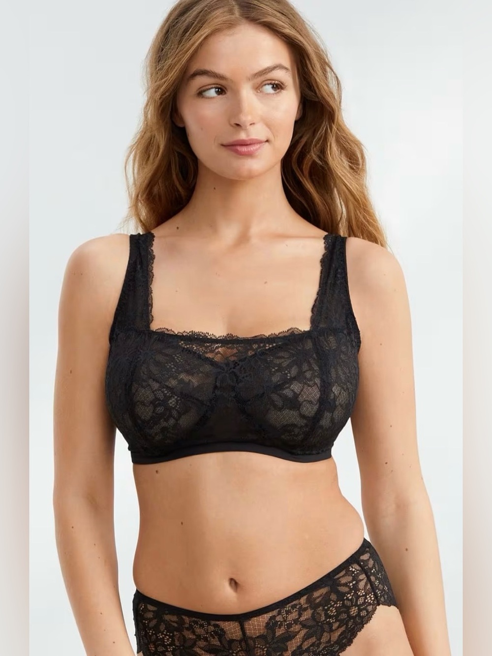 Bare Necessities Black Show Off Lace Cami Bra 34D Sexy Coverage